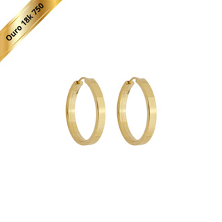 Brinco Chato Argola 14 Mm Em Ouro 18k 750 em Oferta na Shopee