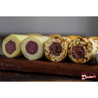 Provolone Defumado, Puro ou Temperado,  Recheado com Salame - Sabor Intenso e Ideal para Petiscos De 400 a 500grs. em Oferta na Shopee