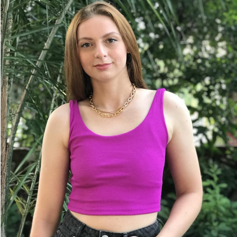 Cropped Regata Canelada Gola Redonda