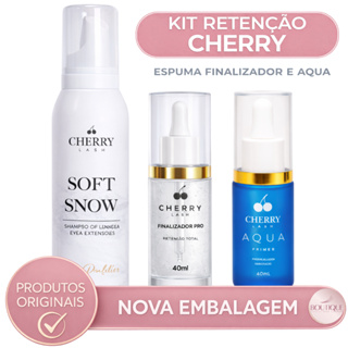 Kit Retenção Extensão de Cílios Cherry Lash - Espuma Soft Snow, Finalizador e Primer em Oferta na Shopee