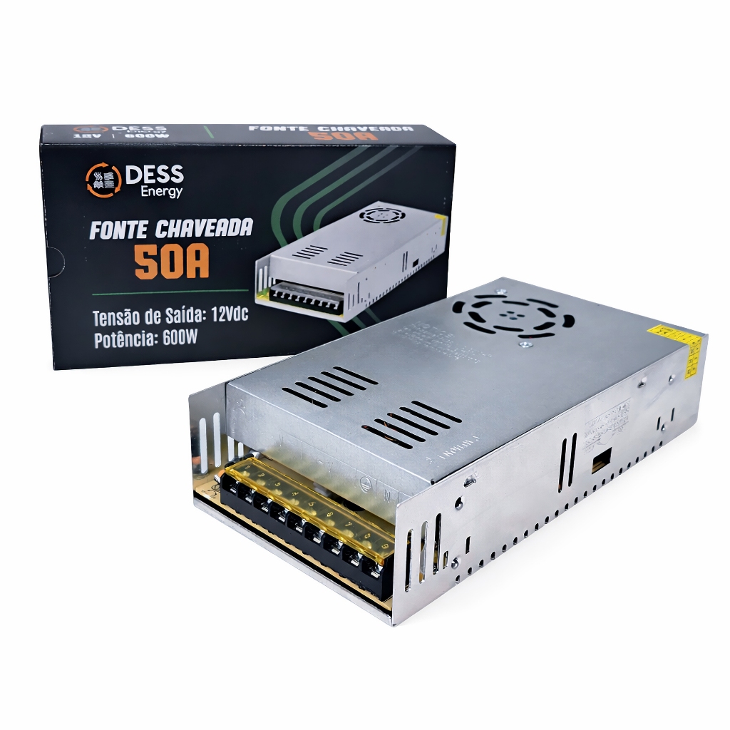 Fonte Chaveada Dess Energy 12V 50A 600W Bivolt Conversor Elétrico em Oferta na Shopee