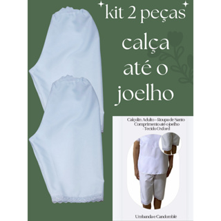 Kit Calçolu Adulto Branco Feminino para Umbanda e Candomblé com Ajuste na Cintura tecido Microfibra. em Oferta na Shopee