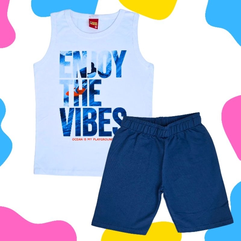 Conjunto Infantil Masculino Kyly Regata Surf e Bermuda Moletinho