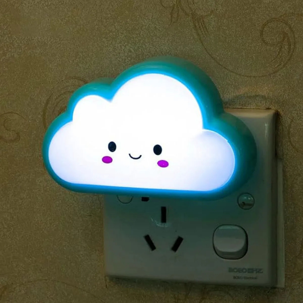Luminária Luz Noturna Infantil Nuvem Bivolt Abajur de Tomada LED Quarto Bebê Criança Iluminação Suave Econômica Decorati