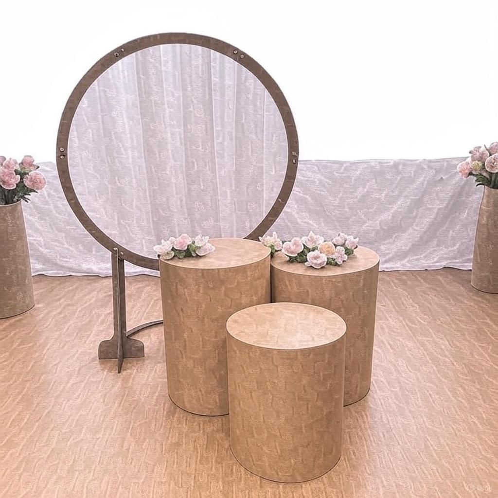 Trio De Cilindro + Painel Arco Para Capa Festa Decoração