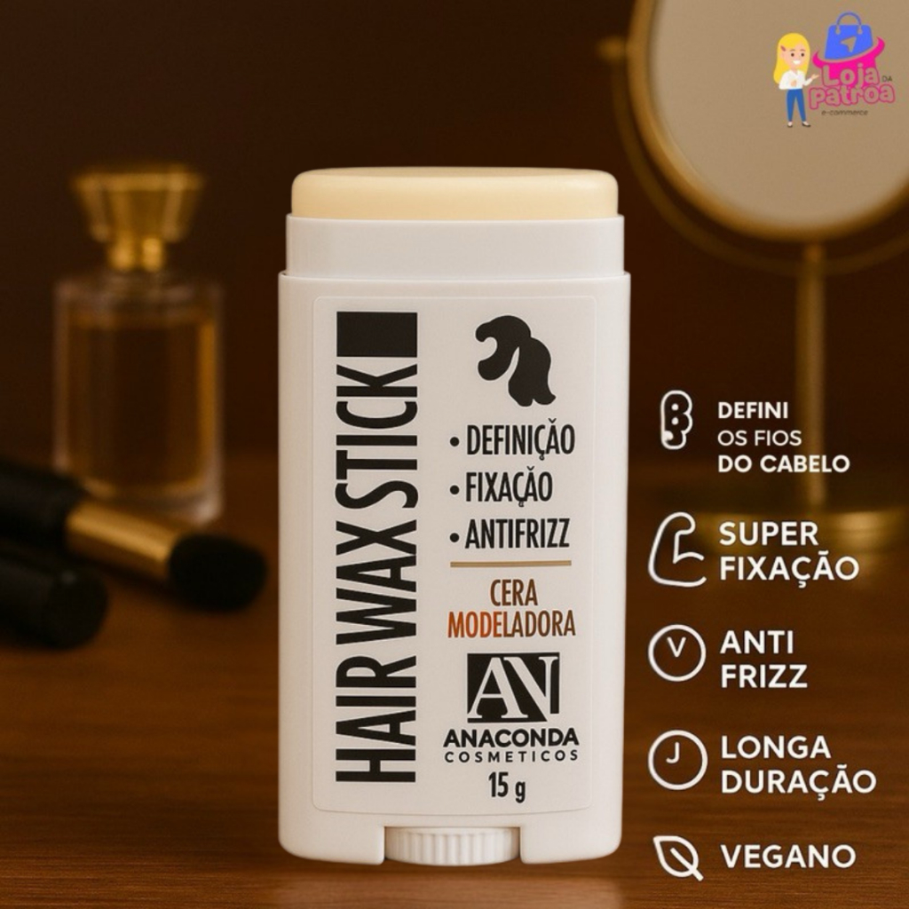 Cera Pomada Modela Cabelos Anti Frizz Bastão Stick Anaconda Para Todos os Tipos Cabelo