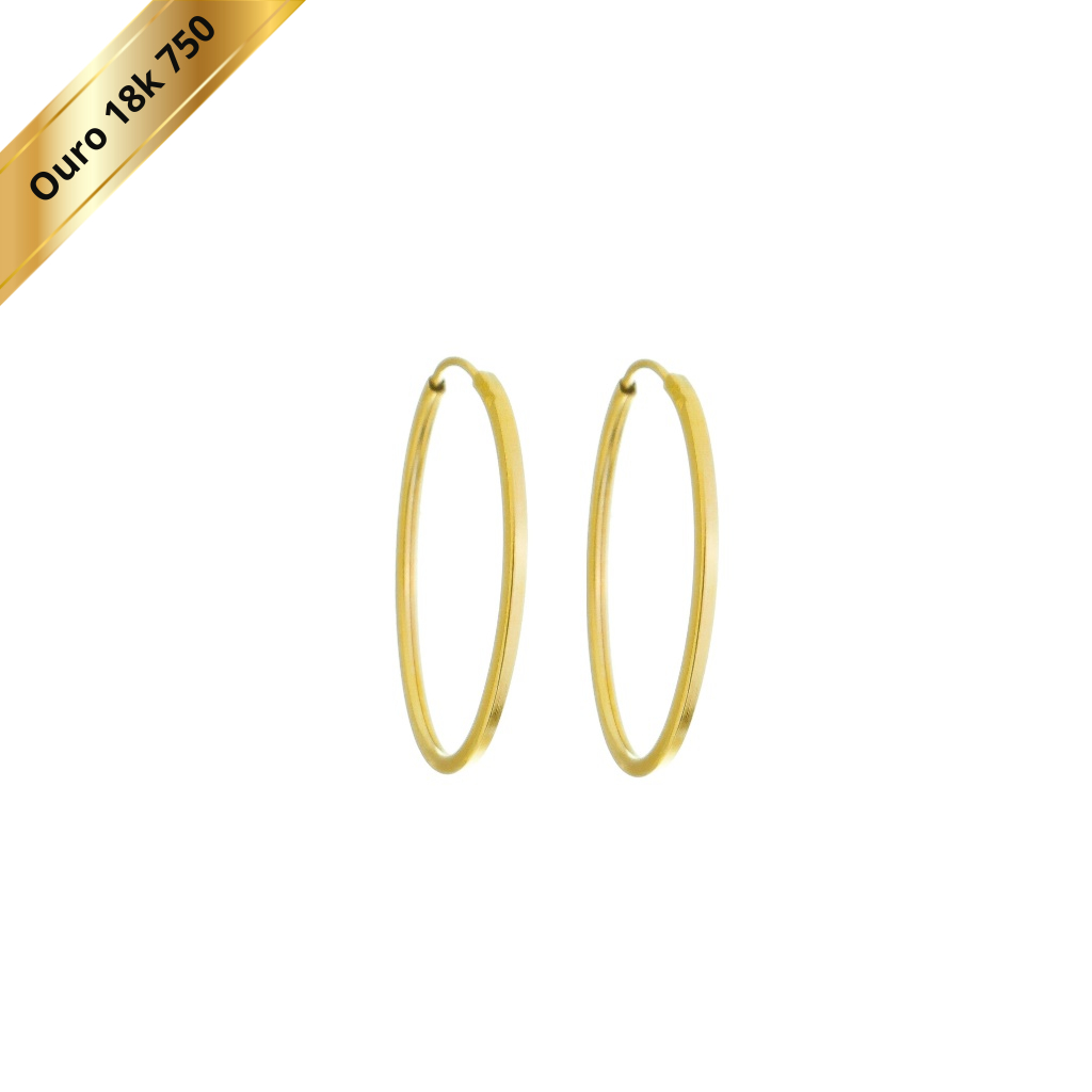 BRINCO ARGOLA INFANTIL-ADULTO 12 MM EM OURO 18K 750