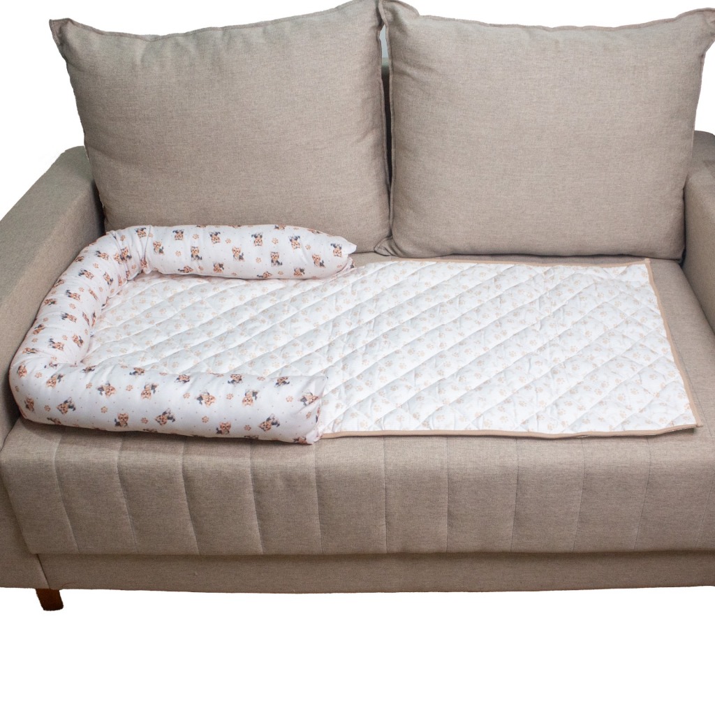 Cama Pet Protetor de Sofá Com Ziper Reforçado Estampa Yorkshire Bege Para Cachorros Porte Pequeno em Oferta na Shopee