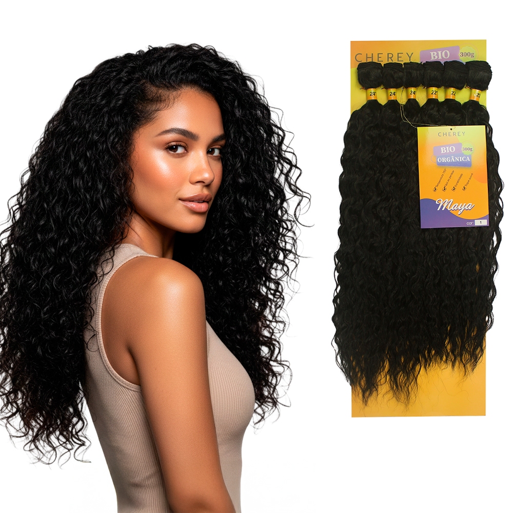Cabelo Bio Orgânico Maya Curly Mega Hair 300g 60cm Cherey