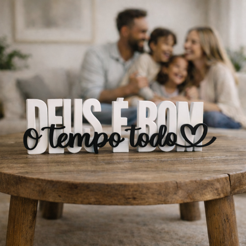 Letreiro Bíblico Deus é Bom o Tempo Todo Palavra Enfeite Placa de Casa Sala Mesa Quarto Presente