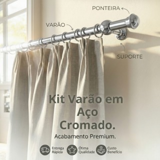 Kit Varão em Aço 28mm com Acabamento Cromado Estilo Sofisticação em Oferta na Shopee