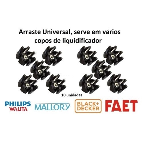 Kit 10 arrastes universais compatíveis com copos Bl@ck & Decker, Faet, M0ndial e W@lita modelos top!