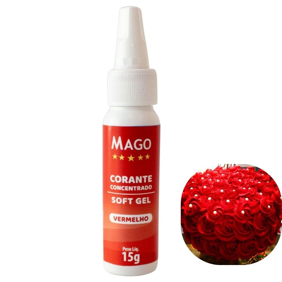 Corante Soft Gel Vermelho Concentrado 15g Mago em Oferta na Shopee