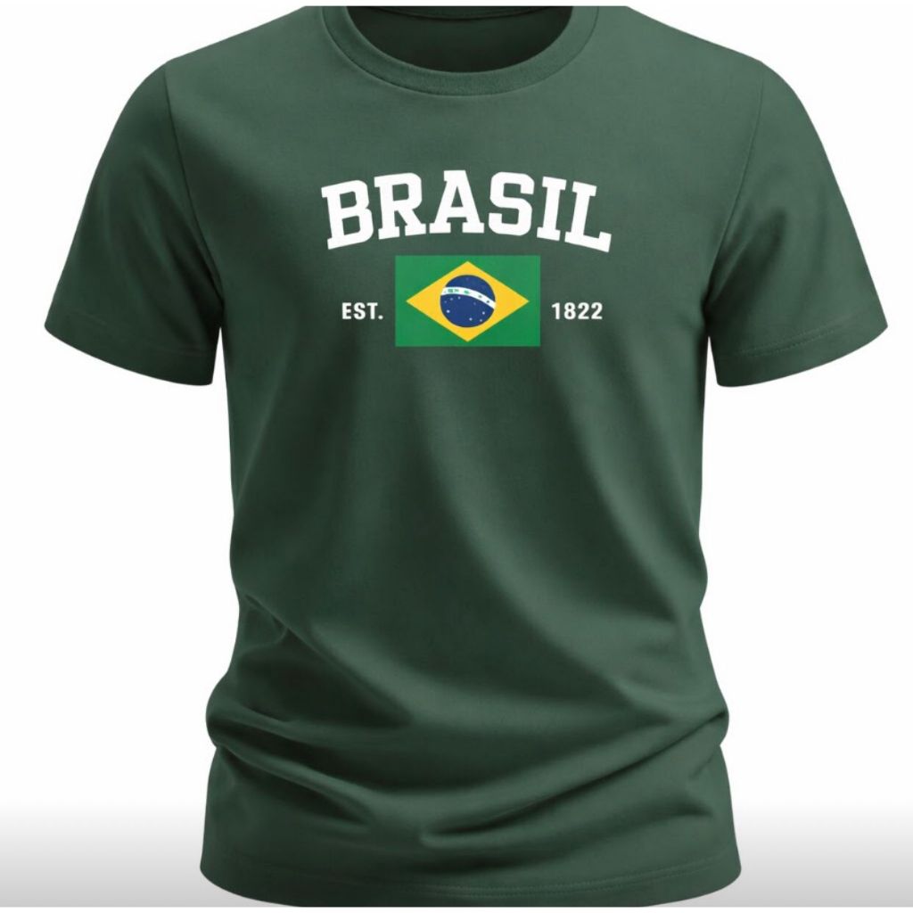 Camisa do Brasil Masculina Seleçaõ Brasileira 100% Algodão Copa do Mundo Hexa Estampa Brasil