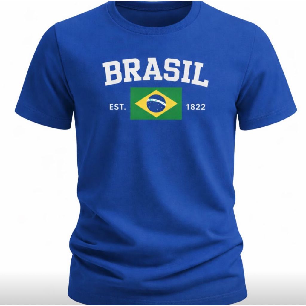 Camisa do Brasil Masculina Seleçaõ Brasileira 100% Algodão Copa do Mundo Hexa Estampa Brasil