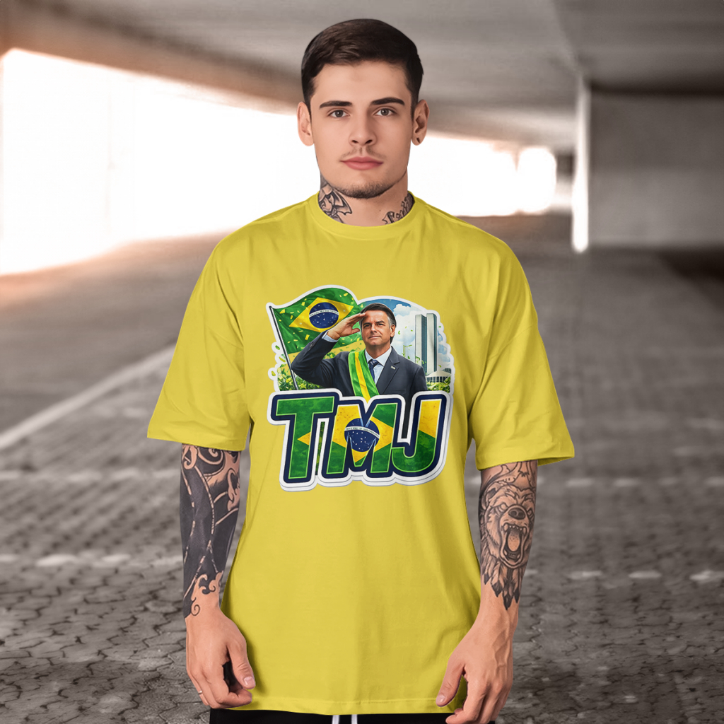 Camiseta BOLSONARO SALUDA COM "TMJ" EM DESTAQUE  Básica Premium   jbs