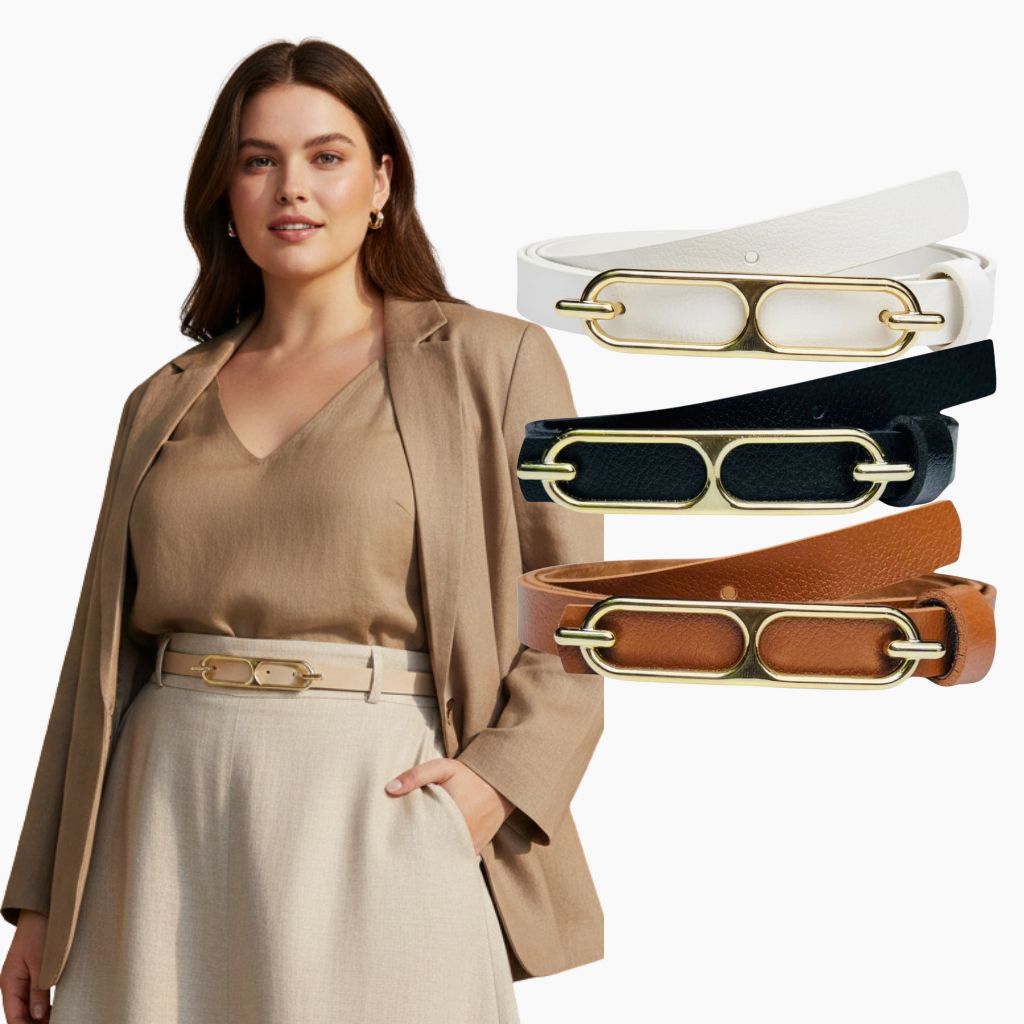 Kit 3 Cintos Femininos Estilo Alfaiataria Moda Elegante Plus Size, Fino 1.5cm - Luisa