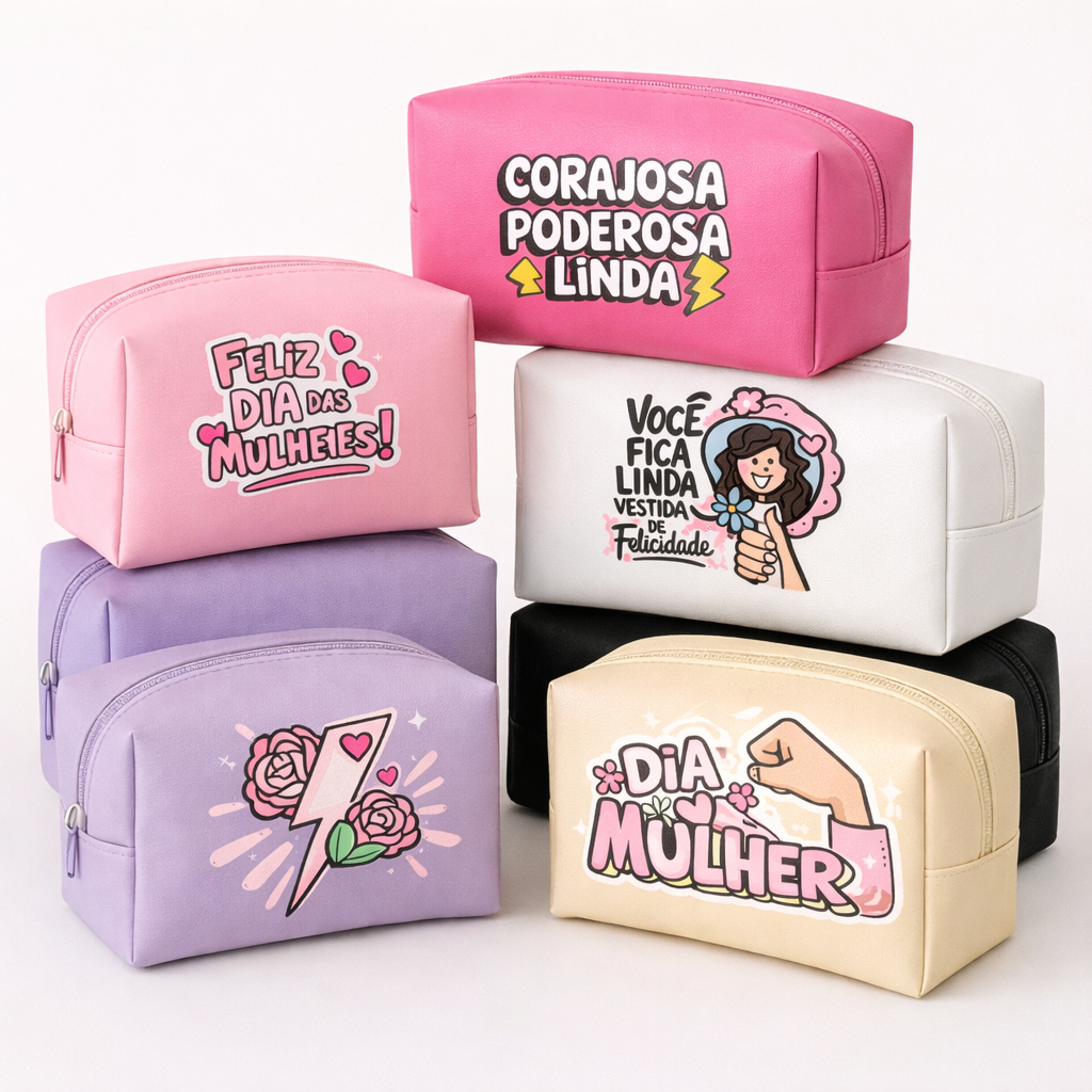 Bolsa Necessaire com Frases Femininas e Datas Comemorativa  - Varias Estampas
