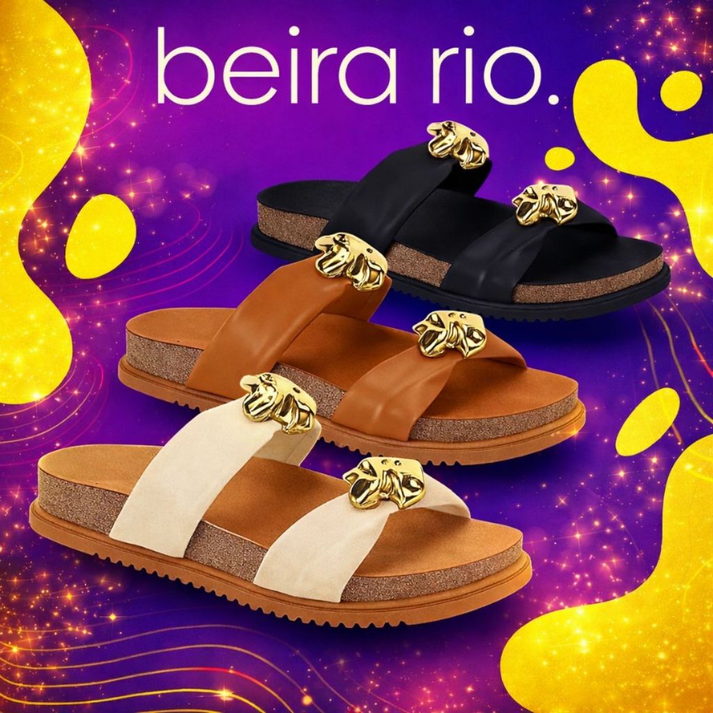Sandália Birken Feminina Beira Rio com Detalhe Estrela Leveza e Estilo para o Dia a Dia Tiras Largas Ajustáveis em Oferta na Shopee