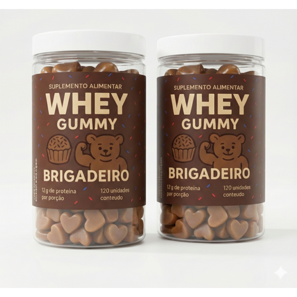 Kit 2un Whey Gummy Big Gummies Brigadeiro 12g proteína dose 4 gummy Performance Muscular Zero Açúcar
