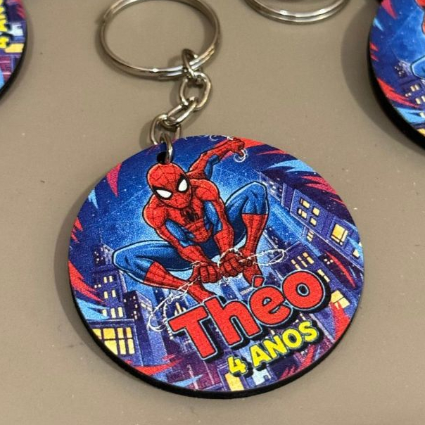 Lembrancinha Homem Aranha Aniversário Infantil Chaveiro Personalizado Com Nome e Idade Para Festa Menino Menina