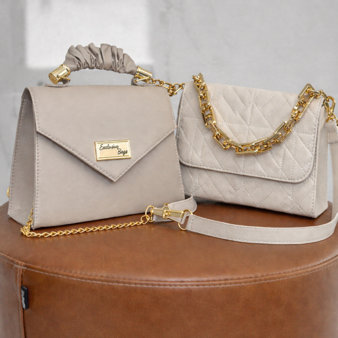 Kit 2 Bolsas Femininas Luxo | Alça de Mão + Corrente | Elegantes e Versáteis em Oferta na Shopee