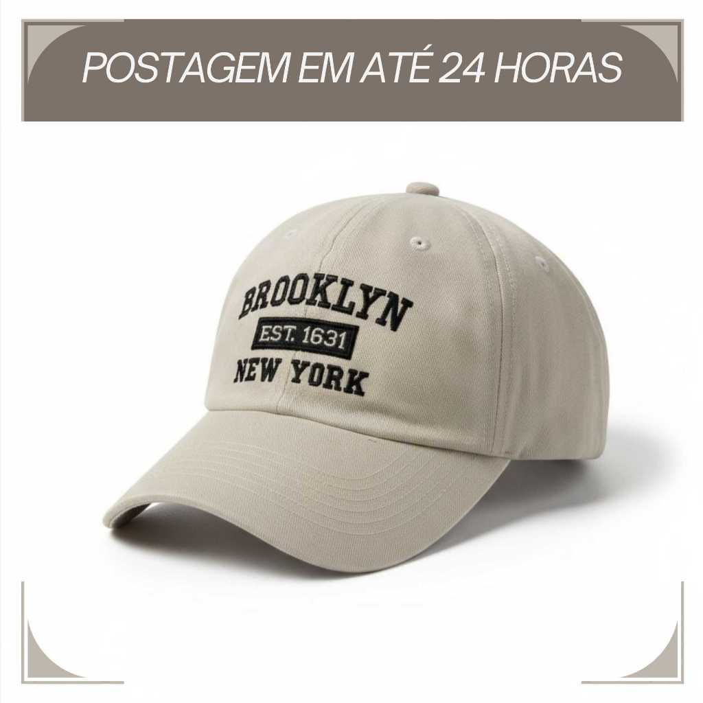 Boné Brooklyn Retro Basebol Aba Curva Masculino e Feminino Regulagem Fitão em Oferta na Shopee