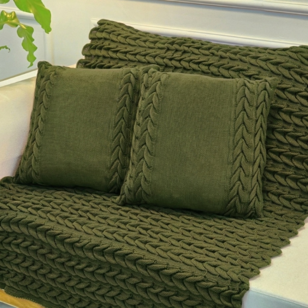 Kit Manta de Tricot Sofá Poltrona 150x100cm Aconchego Decorativa Sala +  2 Capas de Almofadas 45X45cm em Oferta na Shopee