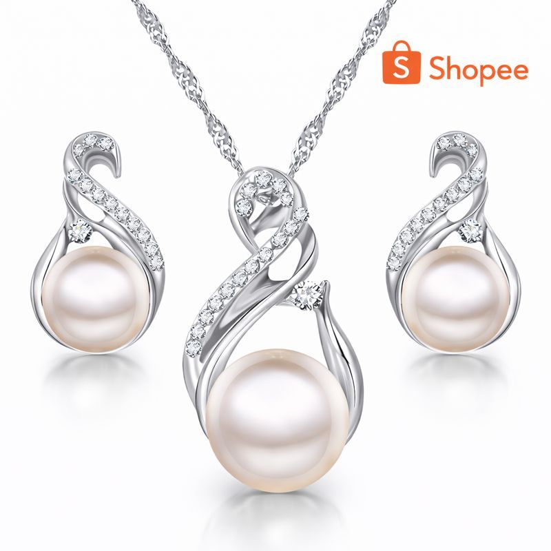 Conjunto Luxo Glamour Feminino Colar + Brincos Strass Elegante  Premium em Oferta na Shopee