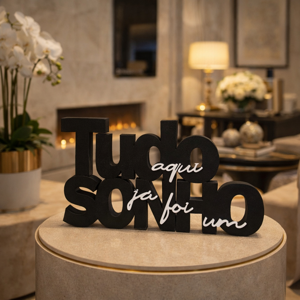 Palavra Decorativa Tudo Aqui Já Foi Um Sonho Em Impressão 3D Varias Cores em Oferta na Shopee
