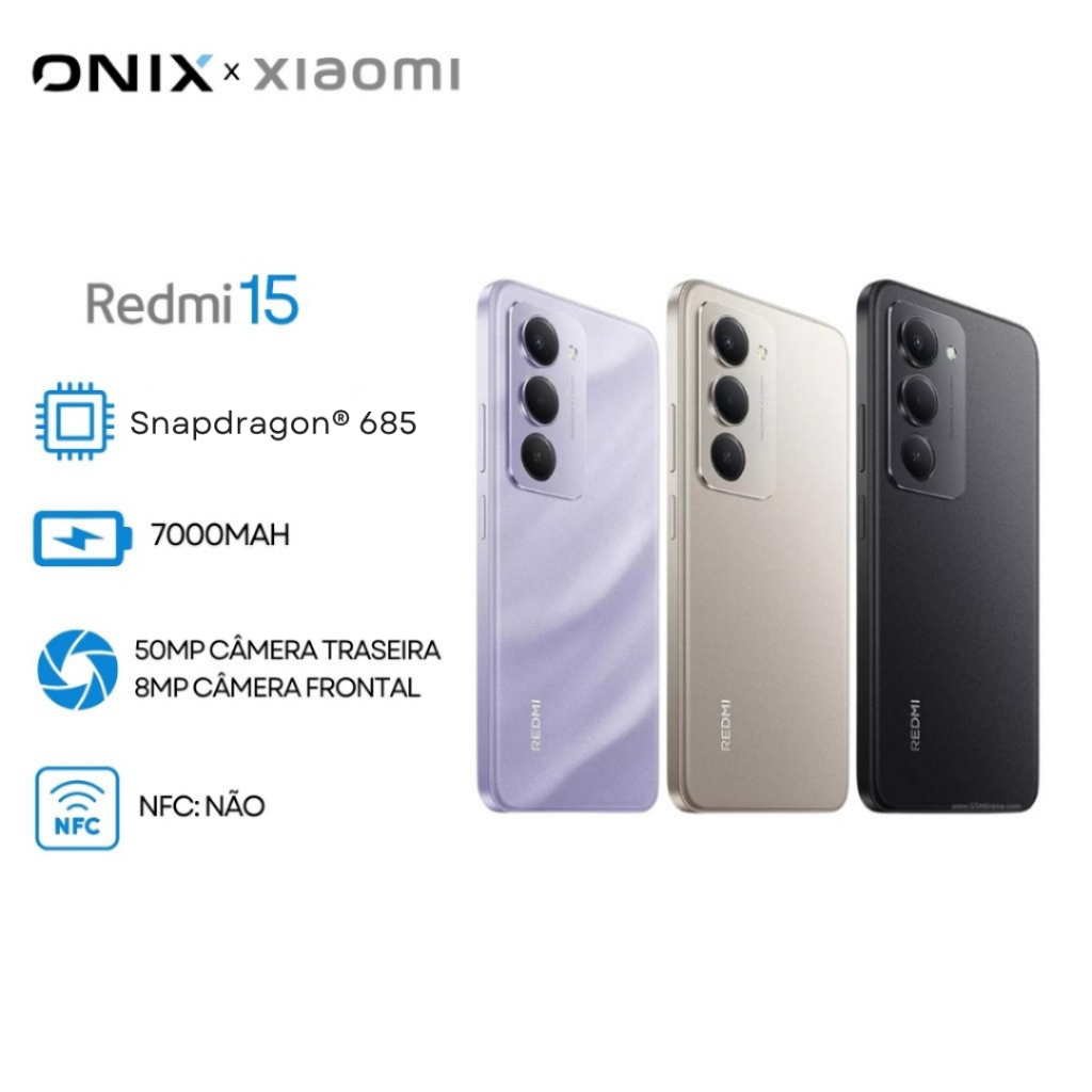 Xiaomi Redmi 15 4G, Processador Snapdragon® 685, Câmera 50MP, Bateria 7000mAh, Versão Global em Oferta na Shopee