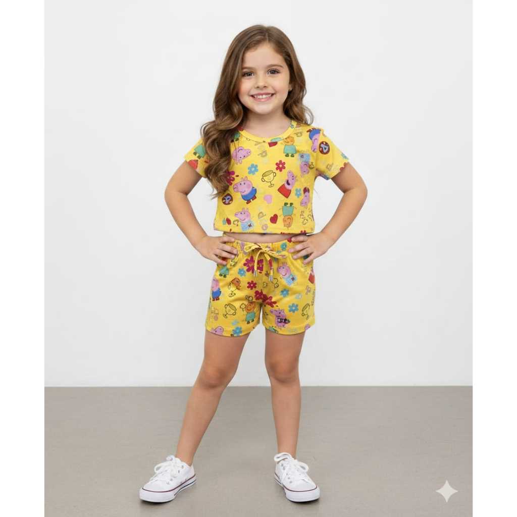 Conjunto verão infantil de  menina temático da Peppa em Oferta na Shopee