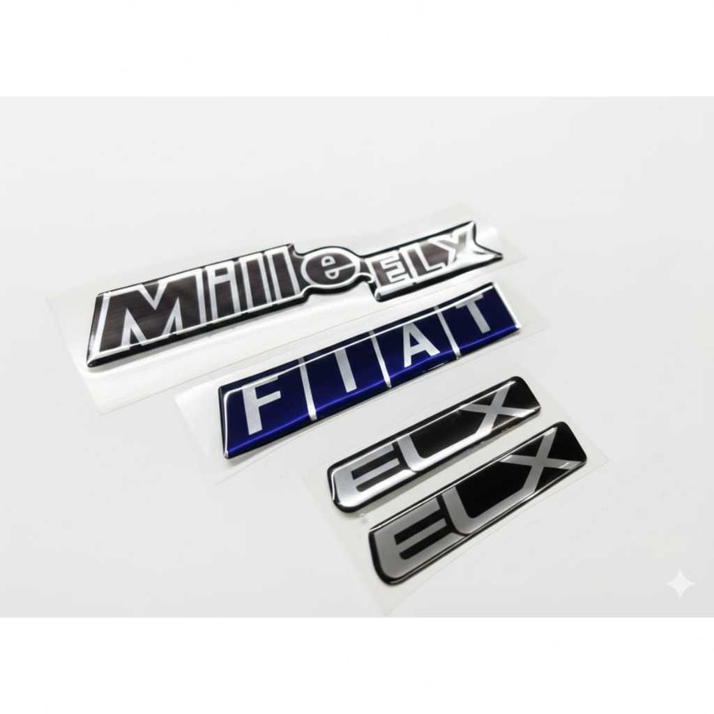 Adesivos Emblema Mille Elx  + Fiat Para Fiat Uno Resinado