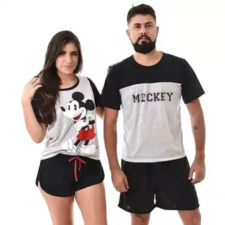 Kit 02 Pijama Casal Adulto Em Malha PV Light Verão Masculino e Feminino