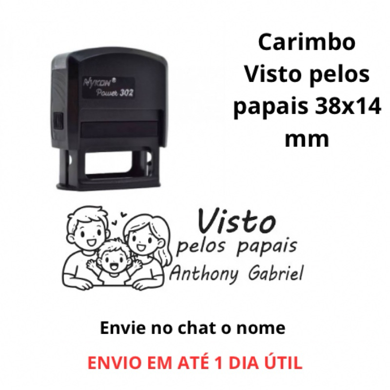 Visto pelos papais - carimbo 38x14 mm - ENVIO RÁPIDO