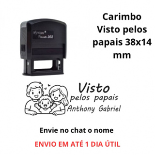 Visto pelos papais - carimbo 38x14 mm - ENVIO RÁPIDO em Oferta na Shopee