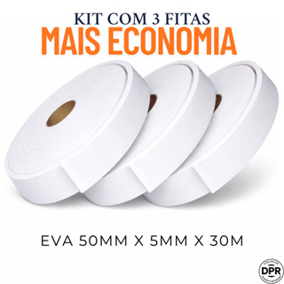 KIT Com 3 Fitas de EVA para Ripado Branco Autocolante 5cmx5mmx30m Painel Decorativo para Parede Porta e Vedaçao em Oferta na Shopee