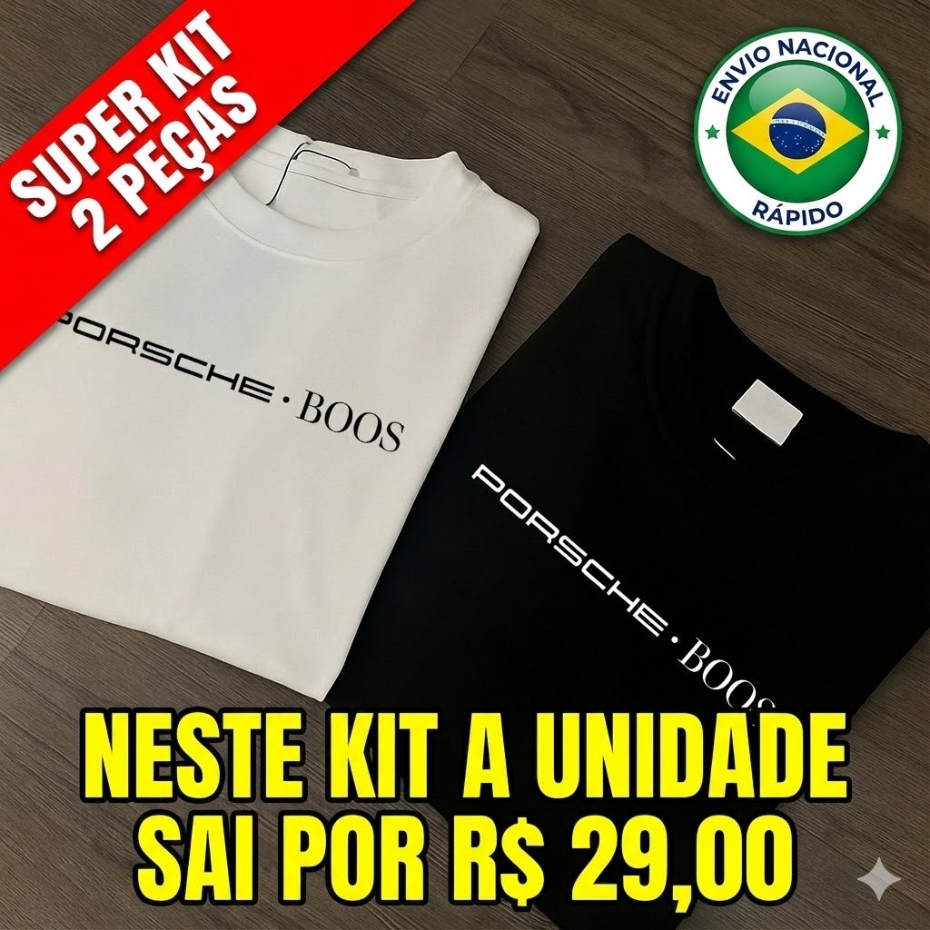 Kit 2 Camisetas Porsche Masculina 100% Algodão Lançamento Varias Cores Camisa Blusa Unissex Feminina em Oferta na Shopee