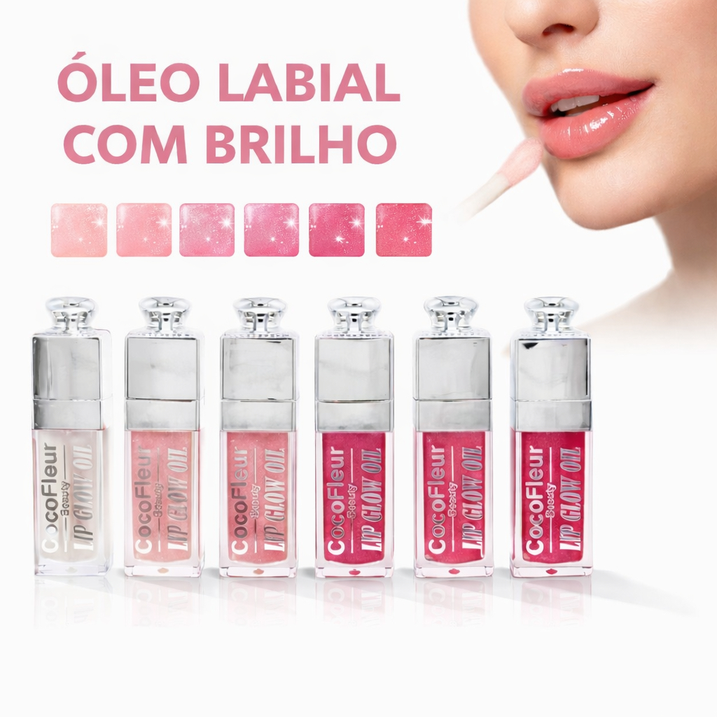 CocoFleur Beauty Lip Glow Oil  Brilho Labial Hidratante com Glitter Contém 8g