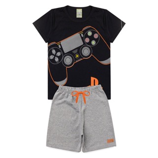 Conjunto Infantil Menino Verão Premium  Camiseta E Bermuda l08 em Oferta na Shopee