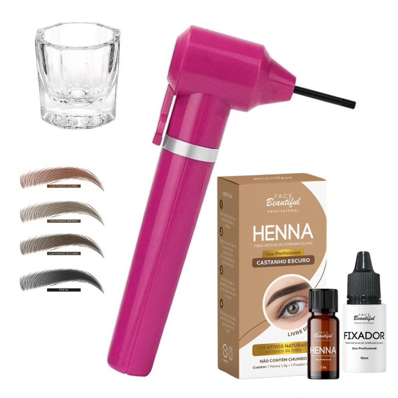 Kit Mix Misturador  Copo Dappen  Henna Sobrancelhas Super Fixaçao Face Beautiful Profissional