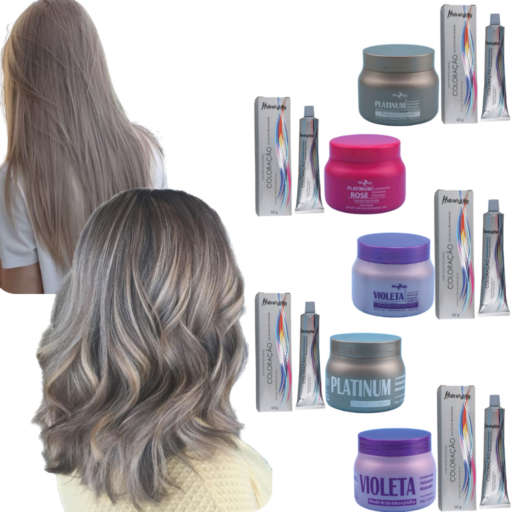 Kit Tinta de Cabelo Mairibel 9.1 Loiro Muito Claro Cinza + Matizador 250g ou 500g
