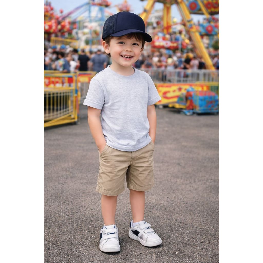 Boné Infantil Trucker Unissex Aba Curva Com Tela Ajustável Liso Menino Menina Casual Várias Cores