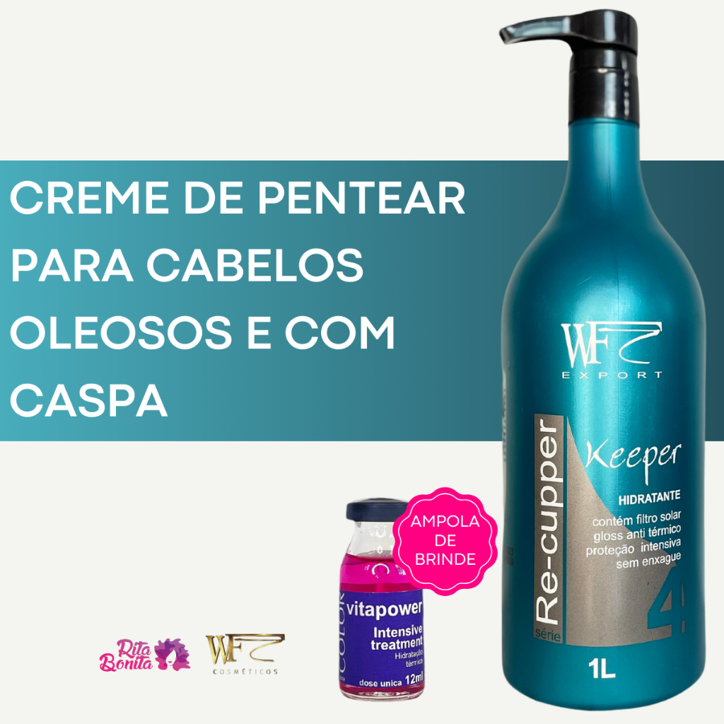 Creme de Pentear Leave-in para Cabelos com Caspa, Pontas Secas, Oleosos e Mistos WF RE-CUPPER 1L