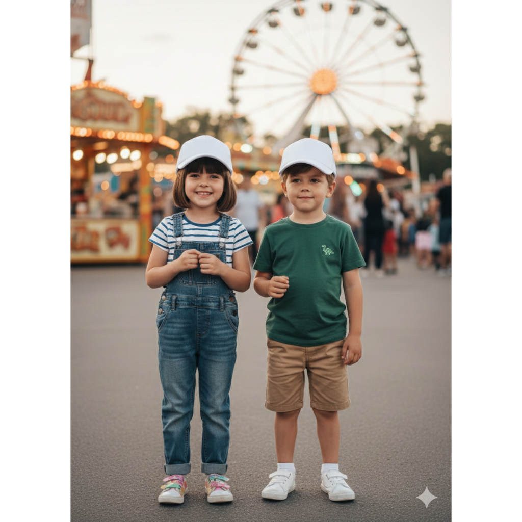 Boné Infantil Trucker Aba Curva Tela Ajustável Unissex Liso Menino Menina Estilo Casual Várias Cores — imagem 2 de 2