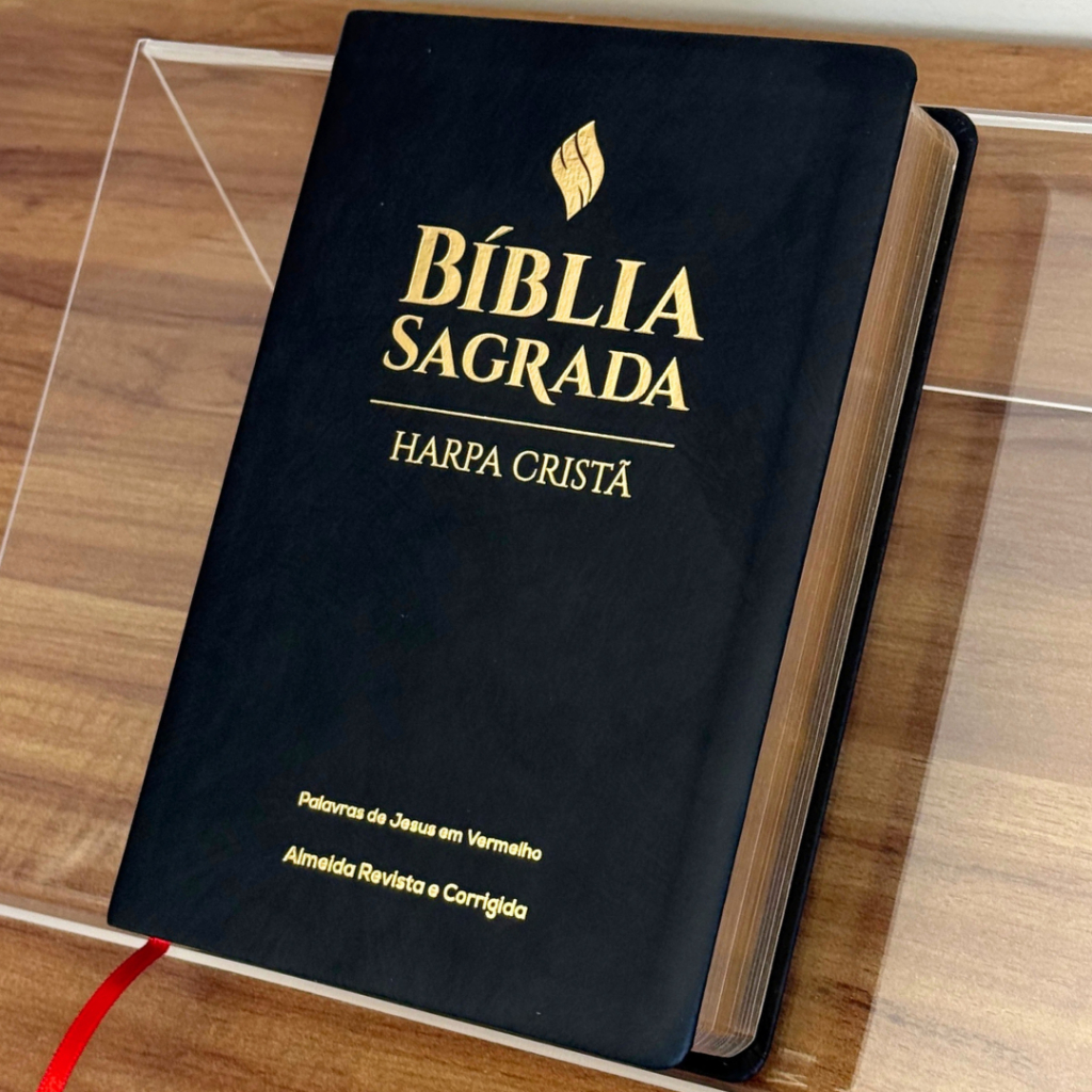 BÍBLIA SAGRADA - ARC - Letra Grande - Com Harpa Cristã - Capa Luxo PRETA em Oferta na Shopee