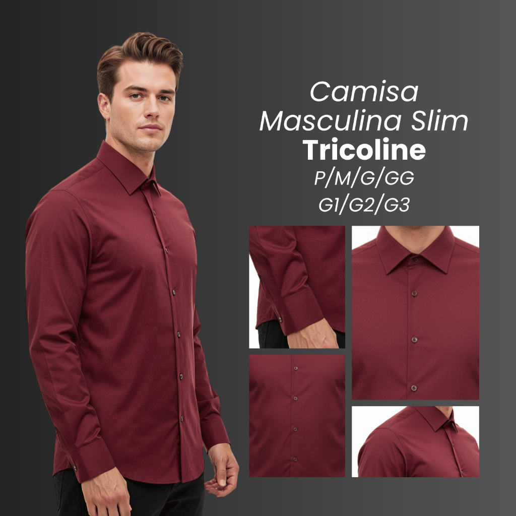 Kit 5 Camisa Social Manga Longa Camisa Masculina Social Com Algodão Camiseta Social Slim Fit