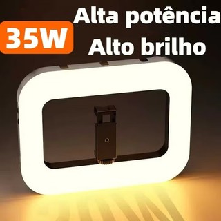 Iluminador  LED Clipe RING Light Handheld 35w P/ Smartphones Estrutura Preto Luz 2500-8500k Branco-quente-LAY-R200