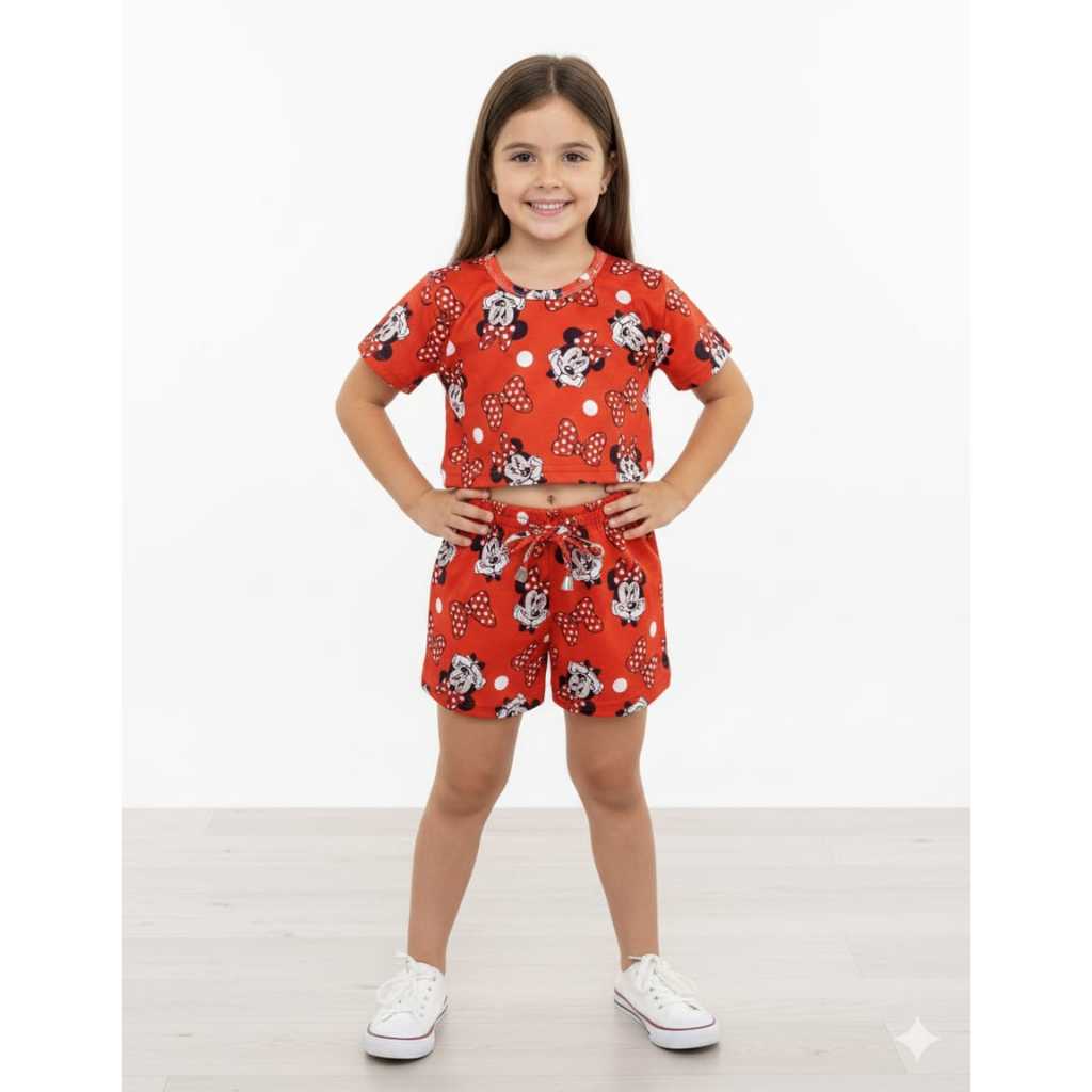 Conjunto verão infantil de  menina temático da Minnie