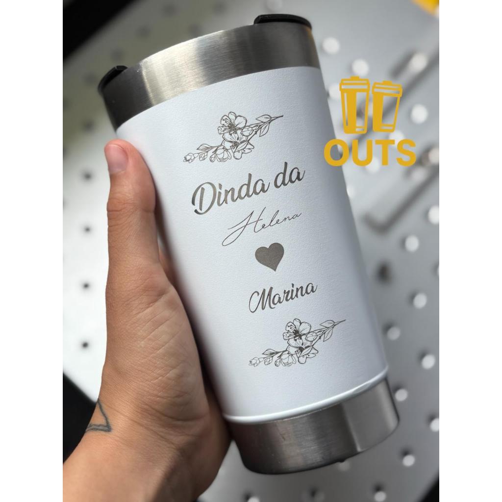 Kit 2 OU 1 Copo Térmico Personalizado 473ml Gravado a Laser Dinda e Dindo OU Madrina e Padrinho em Oferta na Shopee